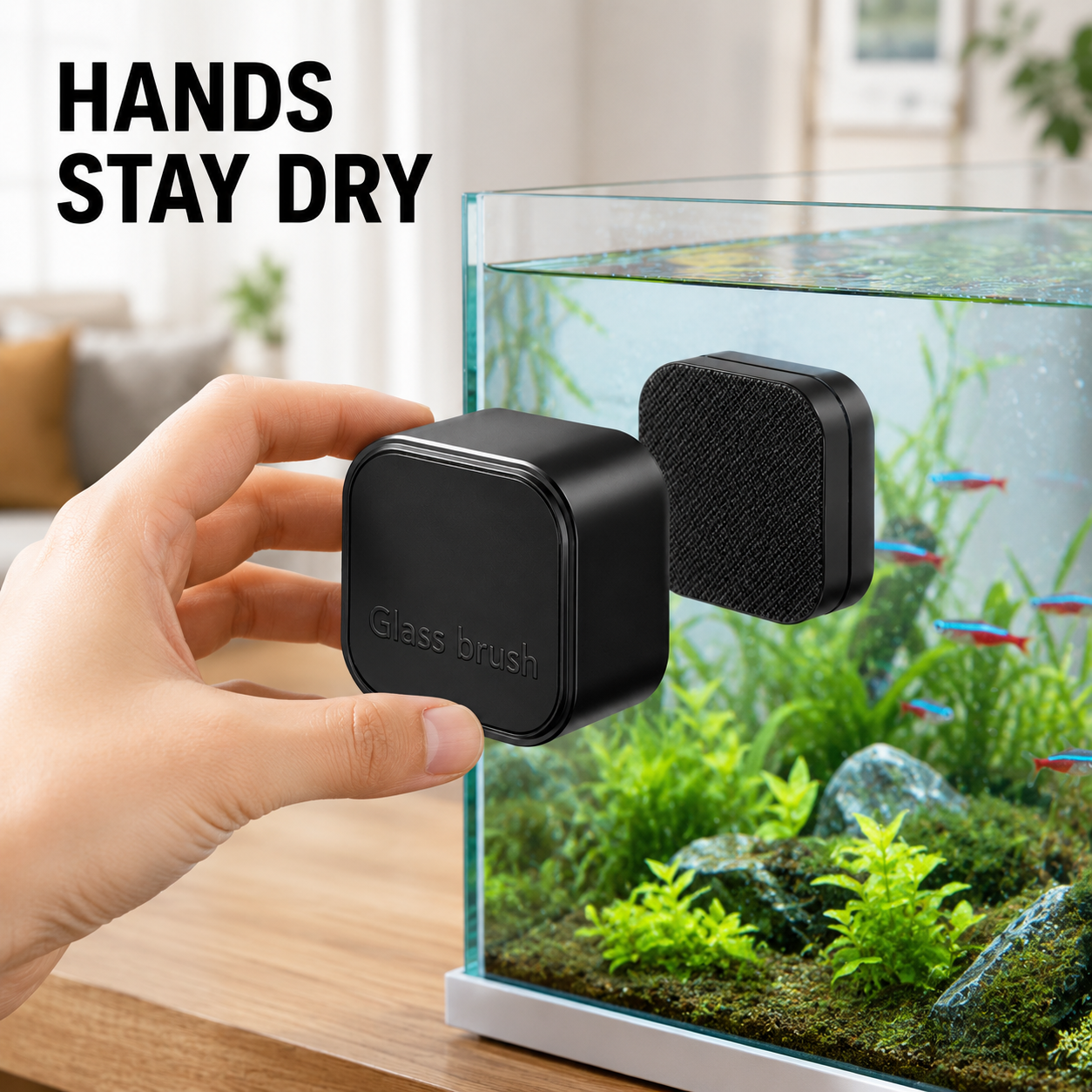Marine Aquarium Glass Cleaner - Magnetic Fish Tank Wall Cleaner Handheld
