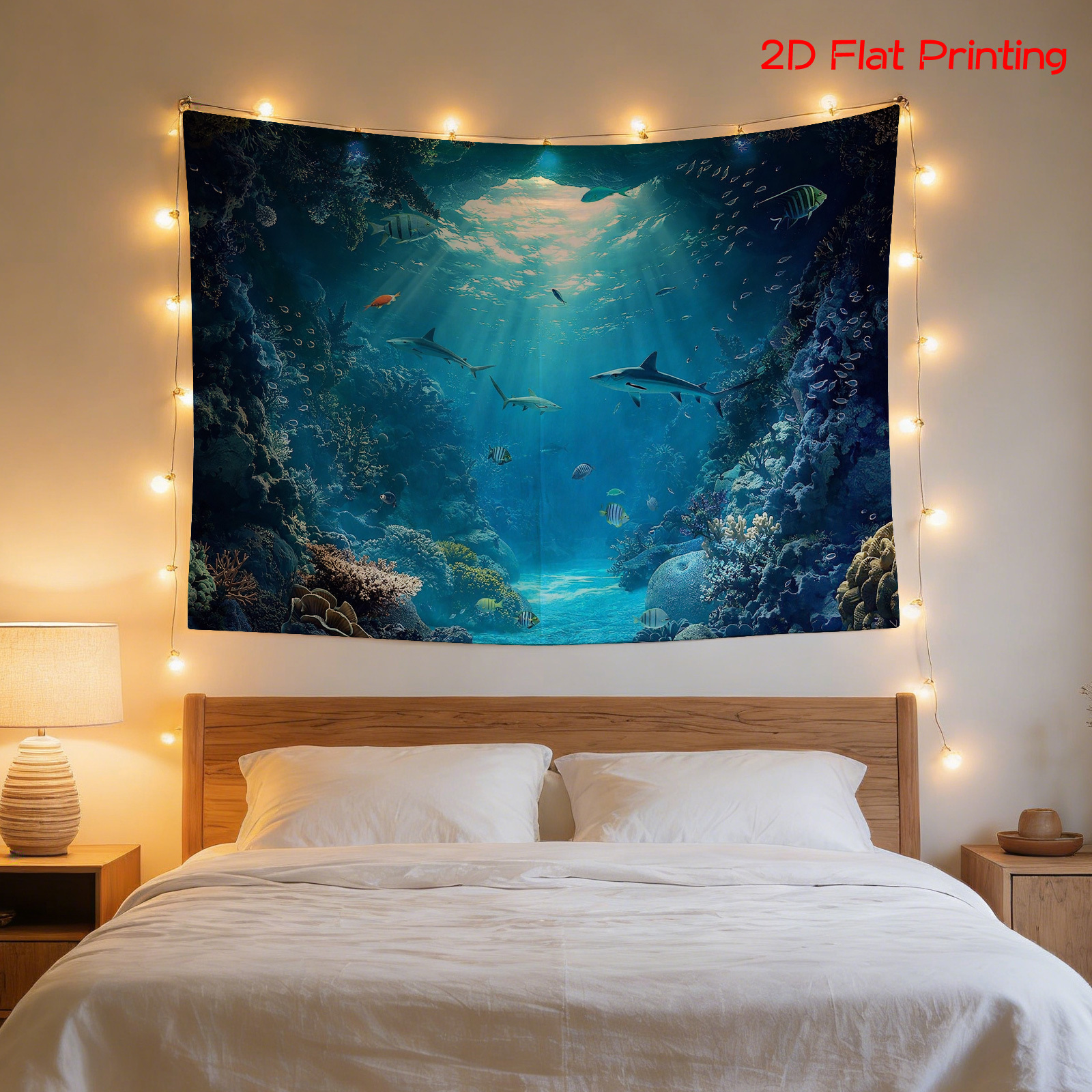 Large Ocean Tapestry Wall Hang - Aquarium Marine Blue avis et prix