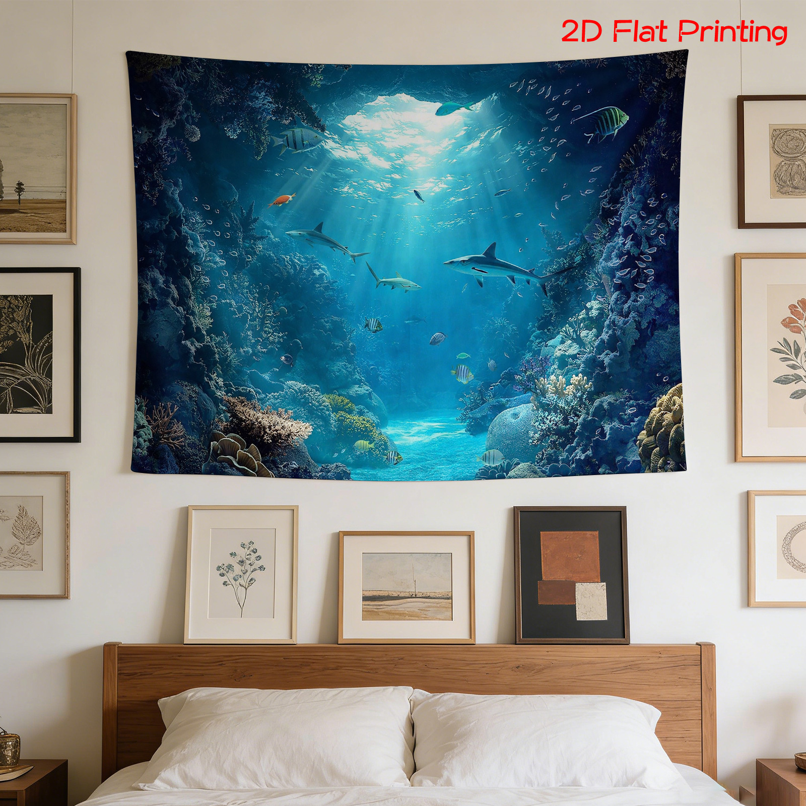 Large Ocean Tapestry Wall Hang - Aquarium Marine Blue avis et prix