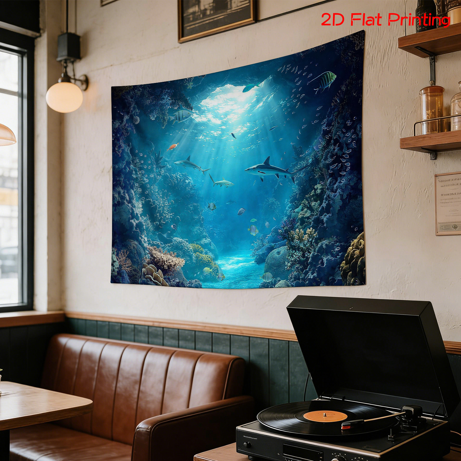Large Ocean Tapestry Wall Hang - Aquarium Marine Blue avis et prix