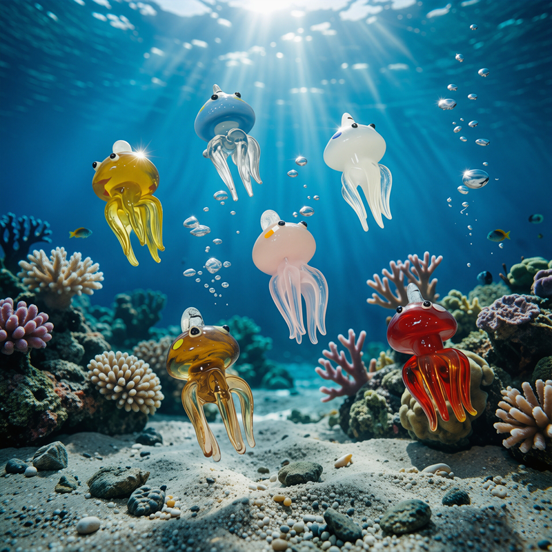 Colorful Mini Jellyfish Glass  - Aquarium Marine Color avis et prix
