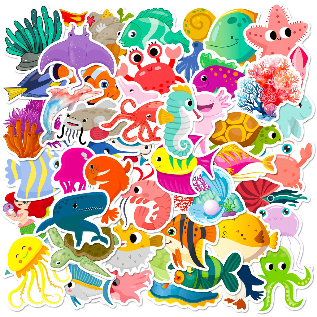 50Pcs Marine Life Stickers Dol - Marine Aquarium Aquascape avis et prix