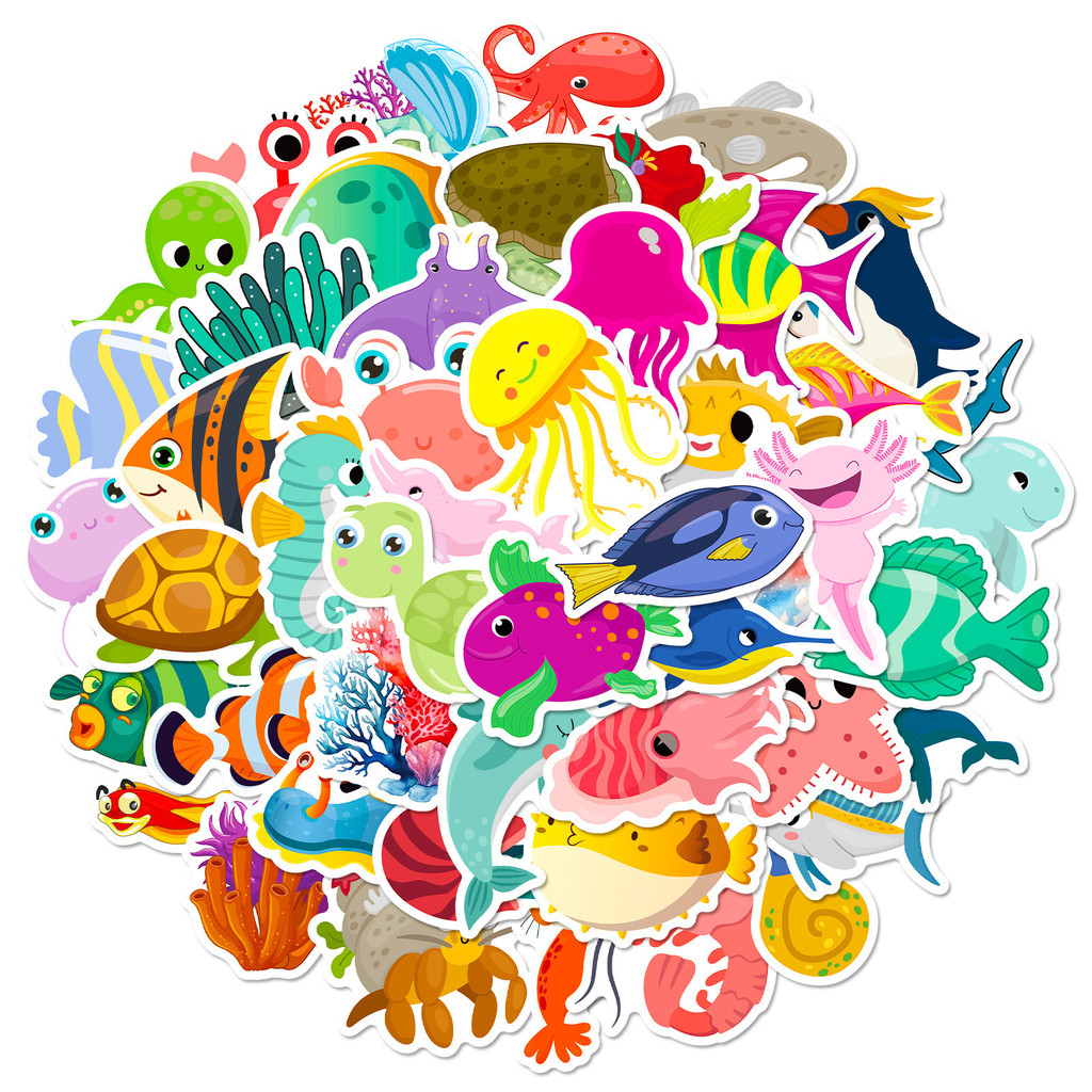 50Pcs Marine Life Stickers Dol - Marine Aquarium Aquascape avis et prix