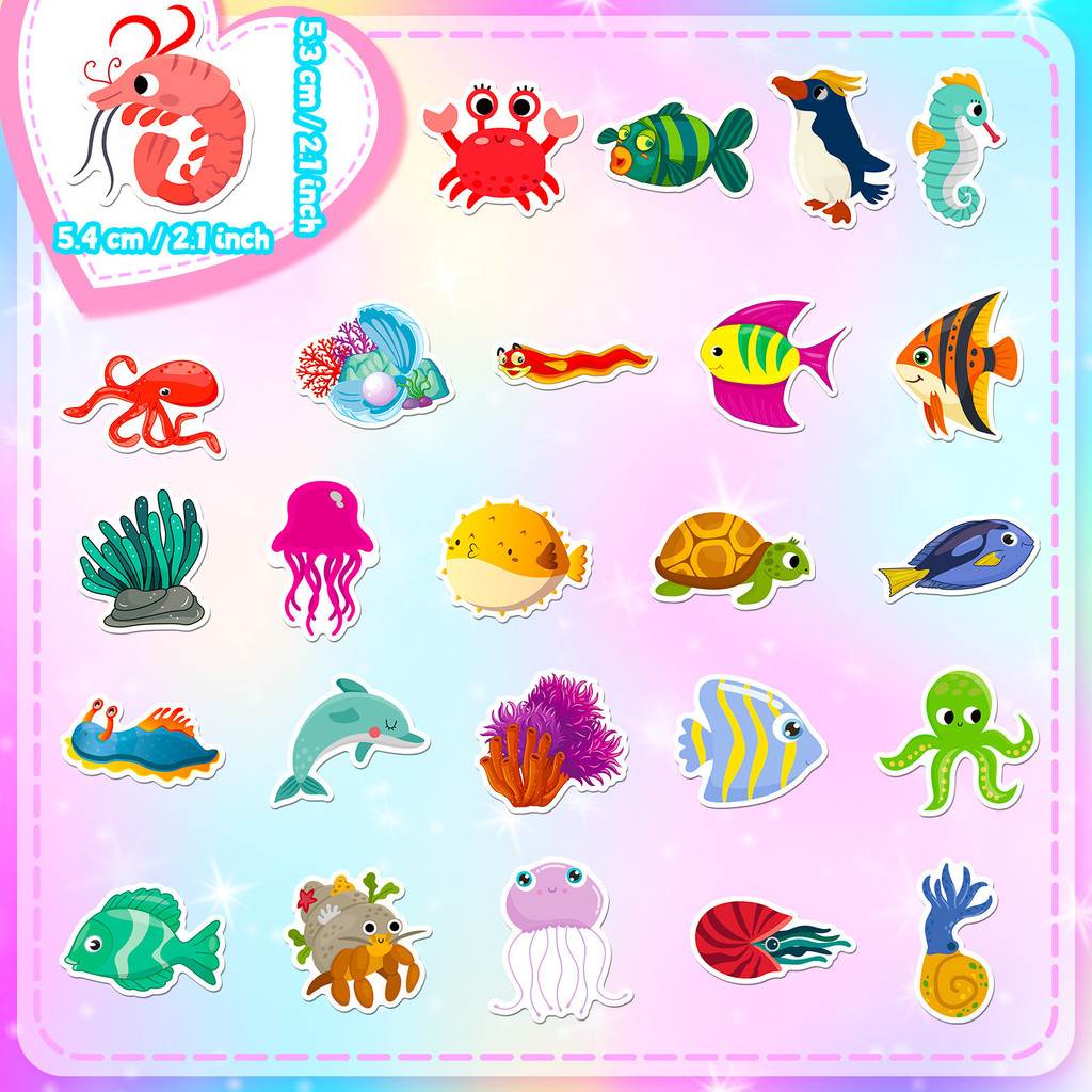 50Pcs Marine Life Stickers Dol - Marine Aquarium Aquascape avis et prix