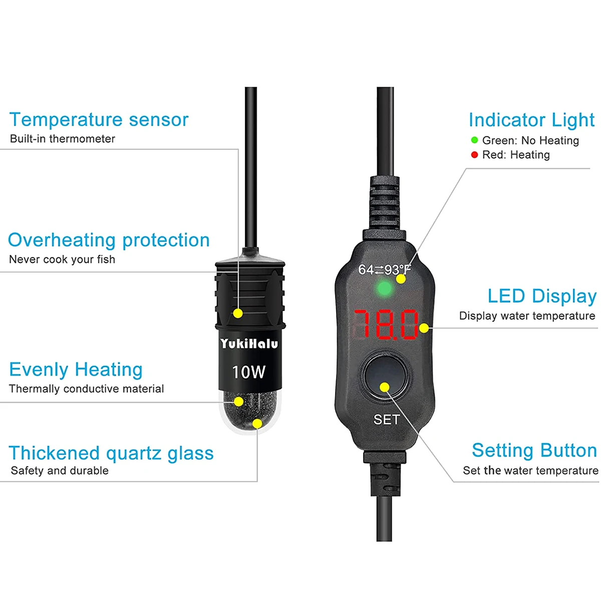 10W Adjustable Aquarium Heater - Marine Aquarium Mini avis et prix
